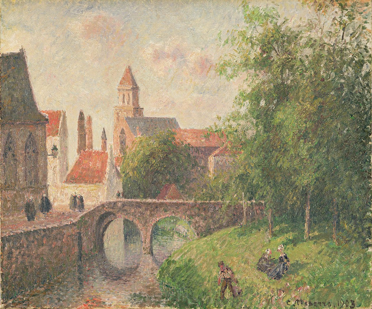 Starý most, Bruggy (olej na plátně) od Camille Pissarro
