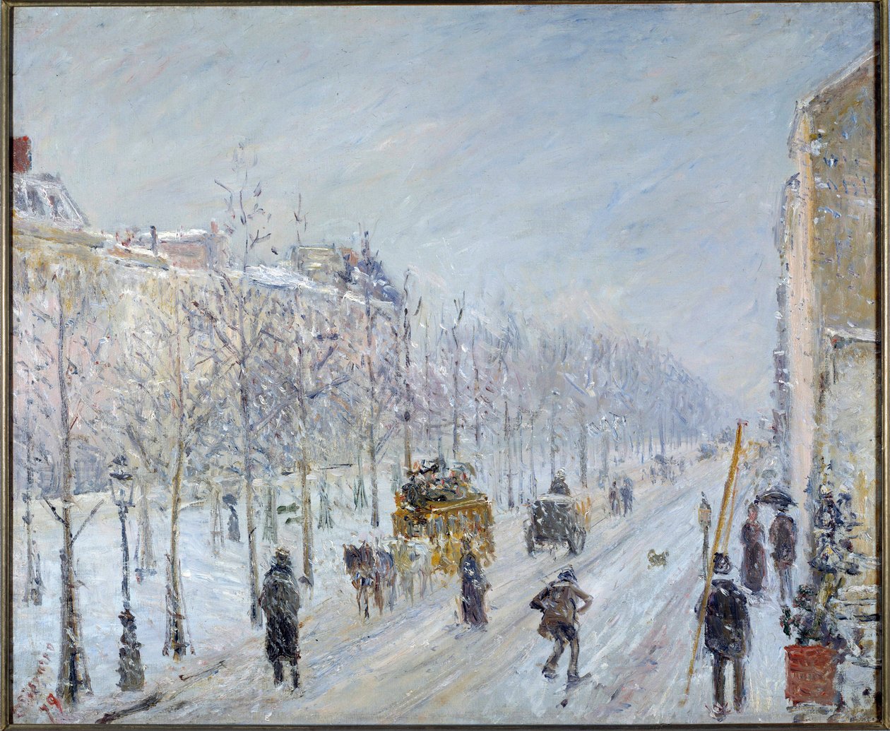 Pařížský bulvár se sněhem od Camille Pissarro