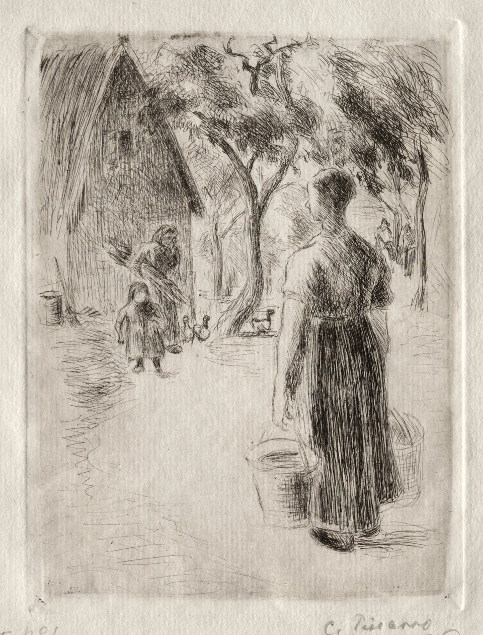 Rolnice nesoucí kbelíky od Camille Pissarro