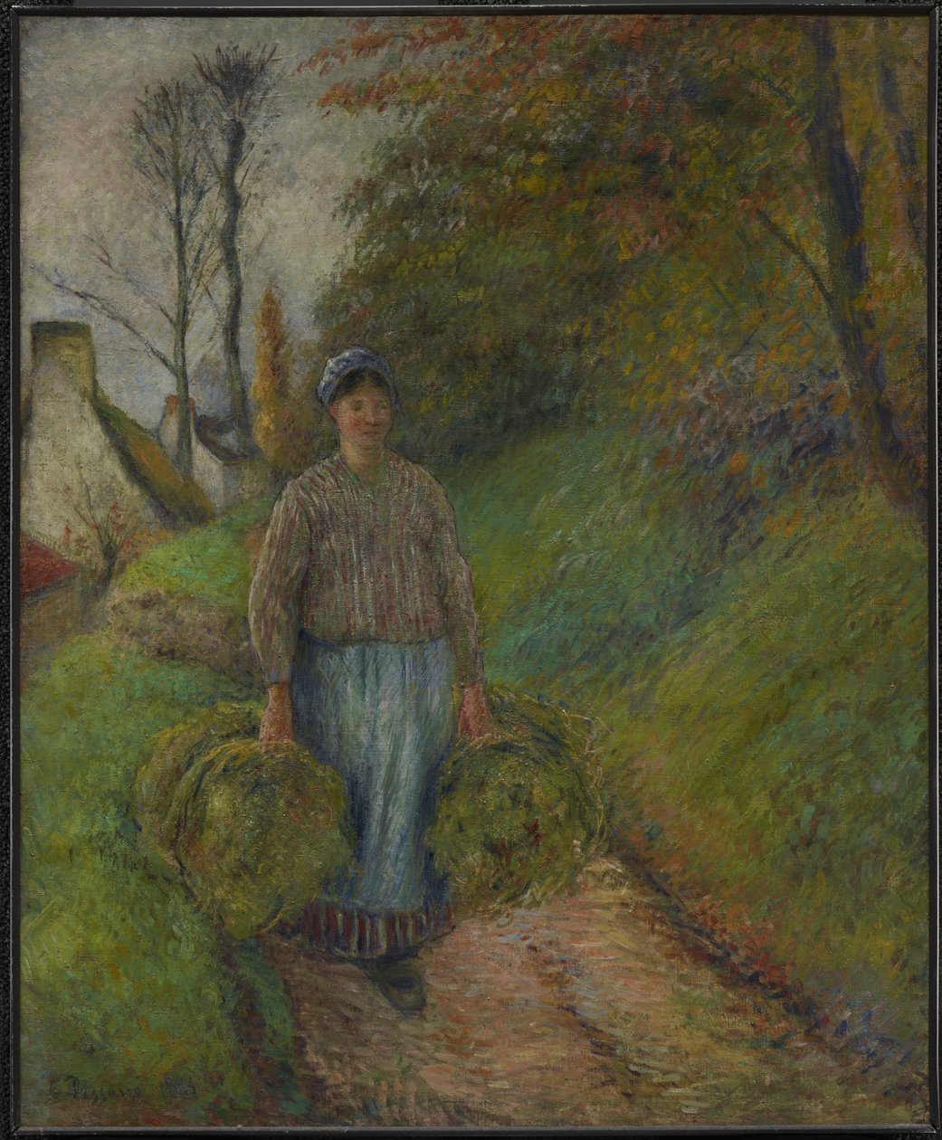 Selská žena nesoucí dva balíky sena Upravte to na Wikidata od Camille Pissarro