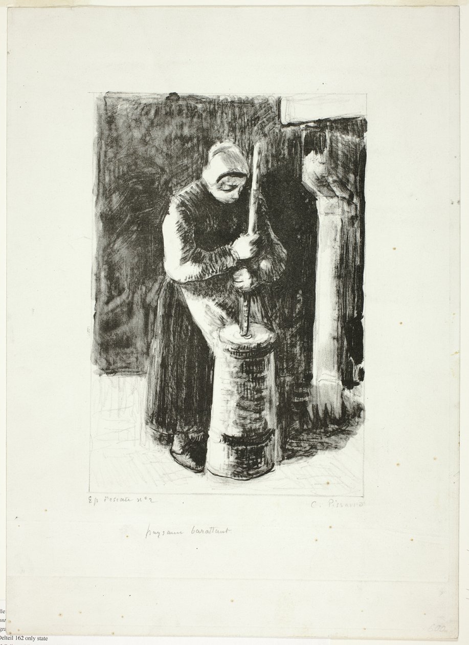 Rolnická žena stloukání mléka od Camille Pissarro