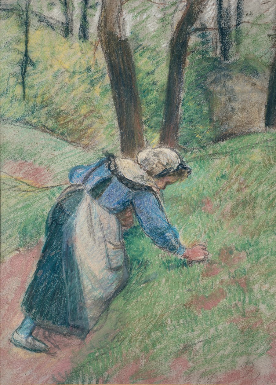 Selská žena plející trávu, c1894 od Camille Pissarro