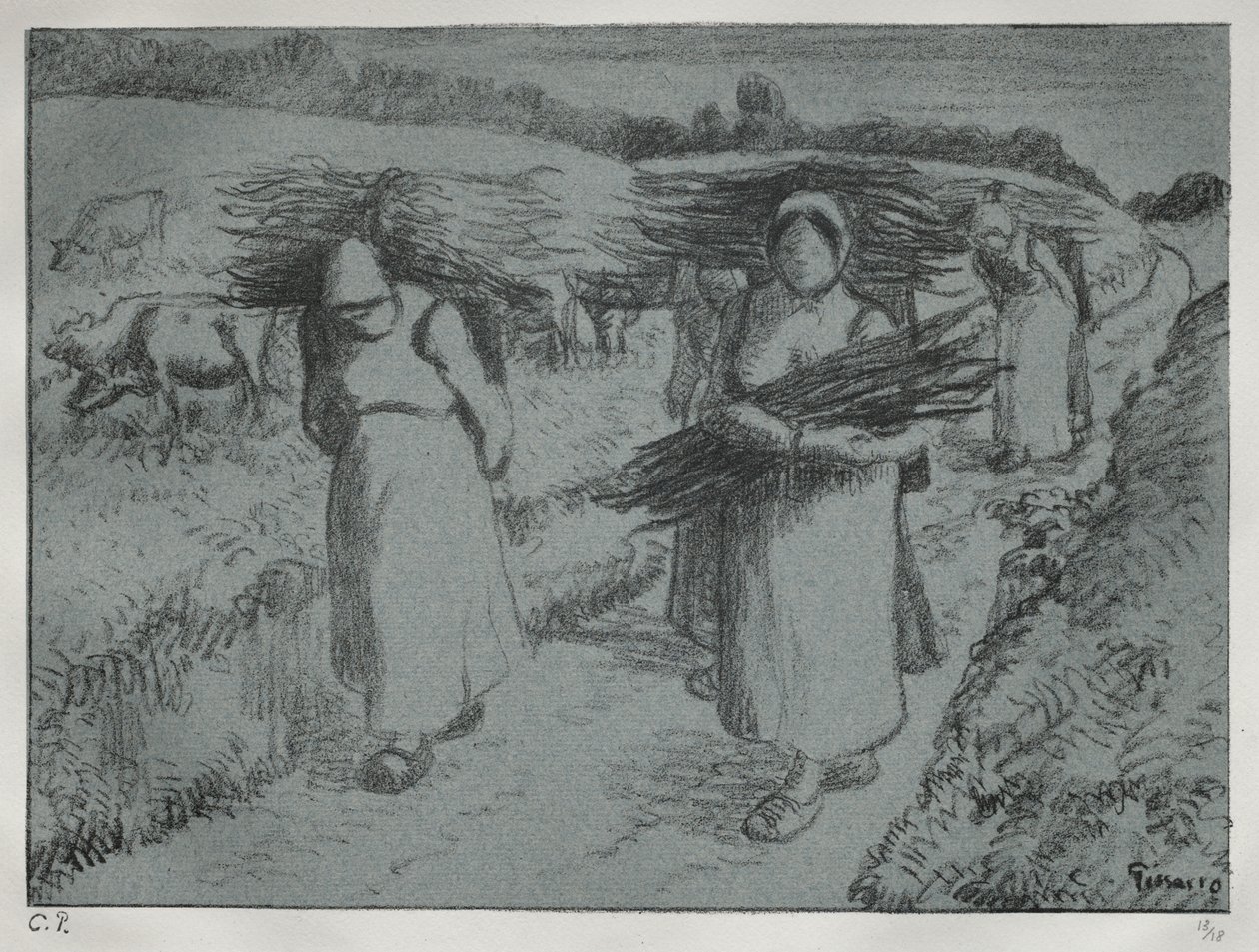 Rolníci nesoucí buřty od Camille Pissarro