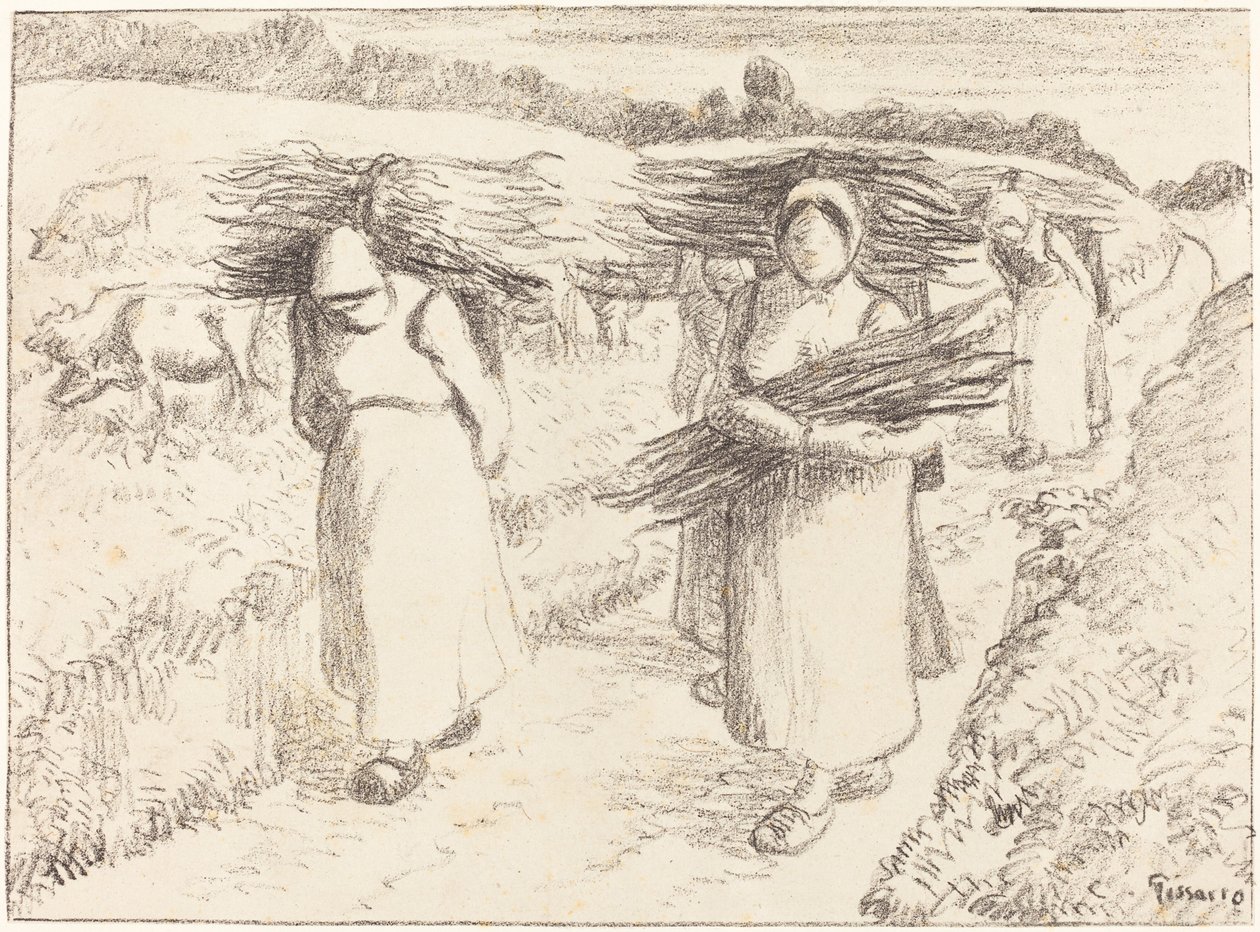 Rolníci nesoucí hole od Camille Pissarro