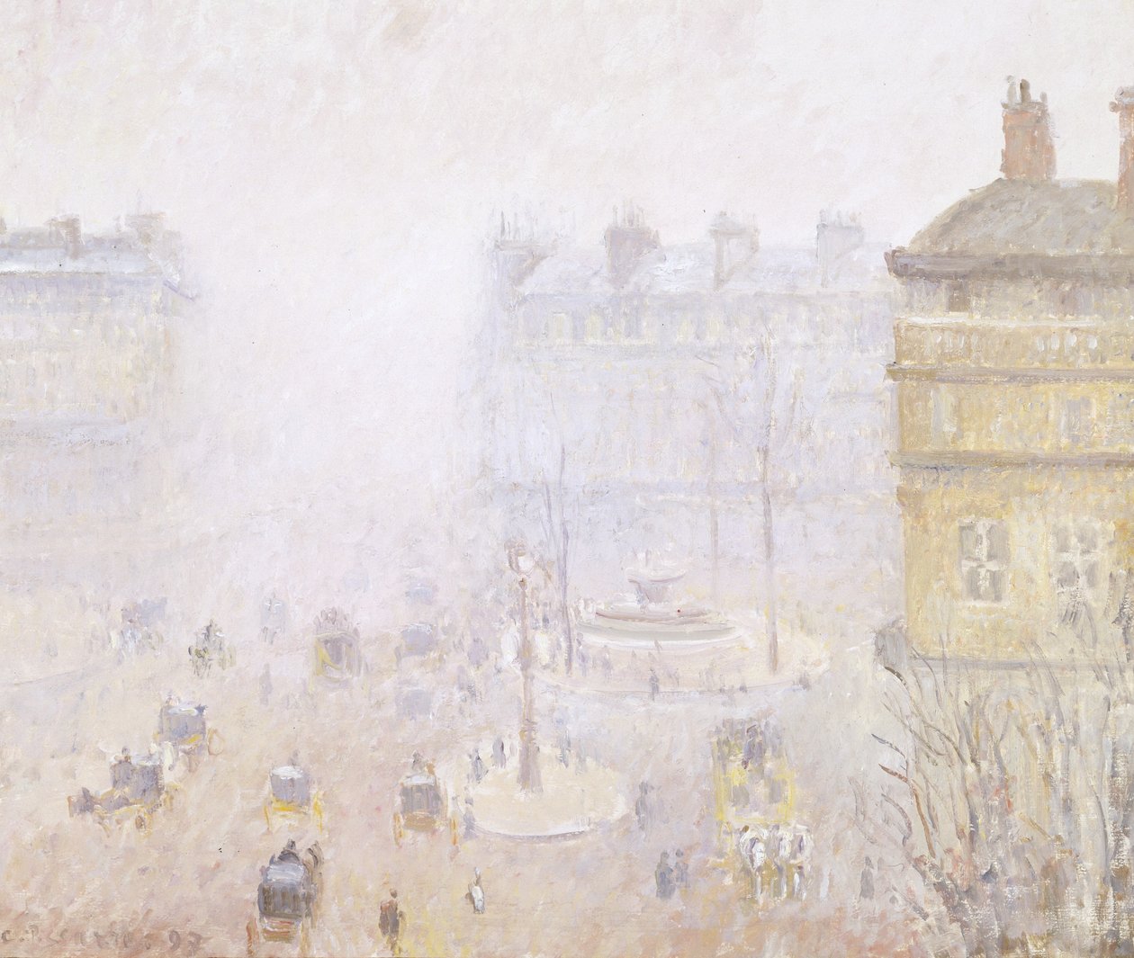 Place du Theatre Francais: Efekt mlhy od Camille Jacob Pissarro