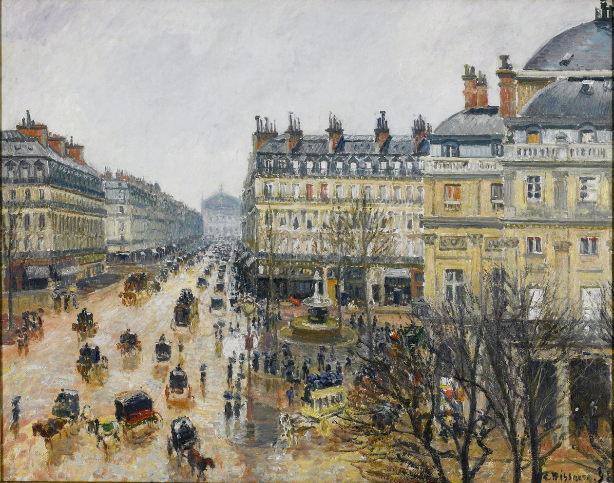 Place du Théâtre Français, Paříž: Déšť od Camille Jacob Pissarro