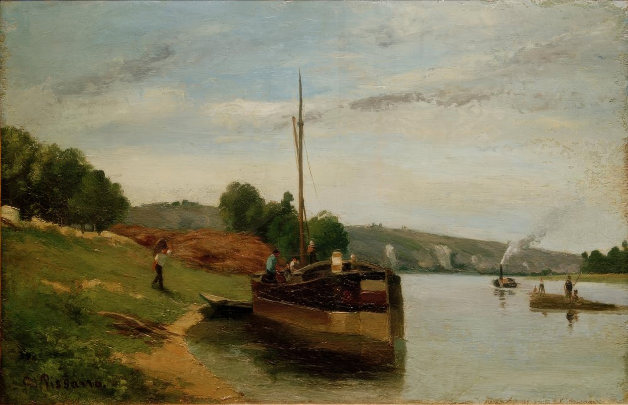 Čluny na Seině od Camille Jacob Pissarro