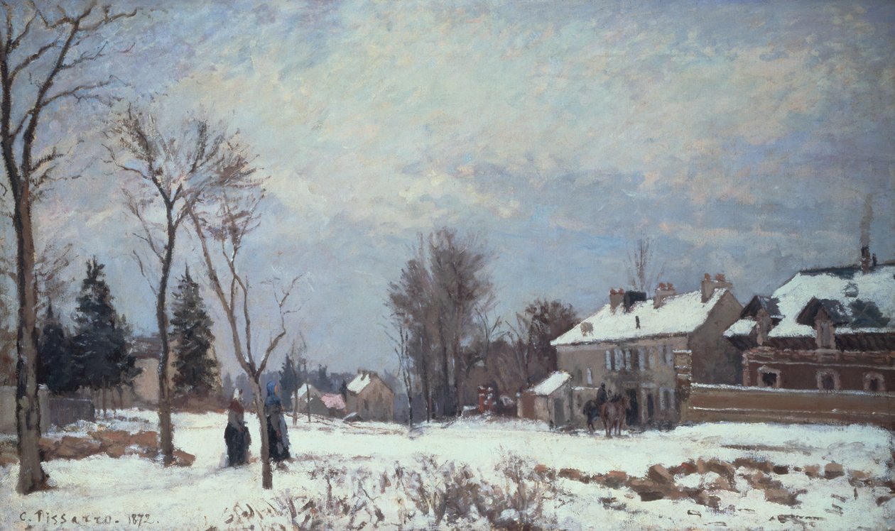 Cesta z Versailles do Saint-Germain, Louveciennes a Efekty sněhu od Camille Pissarro