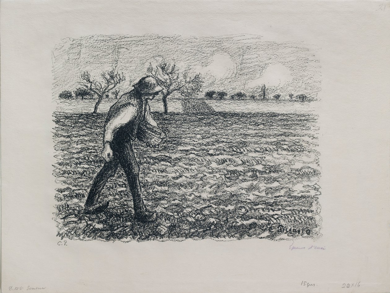 Rozsévač, 1896 od Camille Pissarro