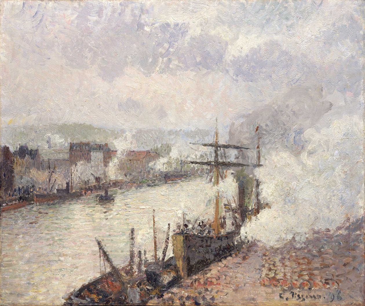 Parníky v přístavu Rouen, 1896. od Camille Jacob Pissarro
