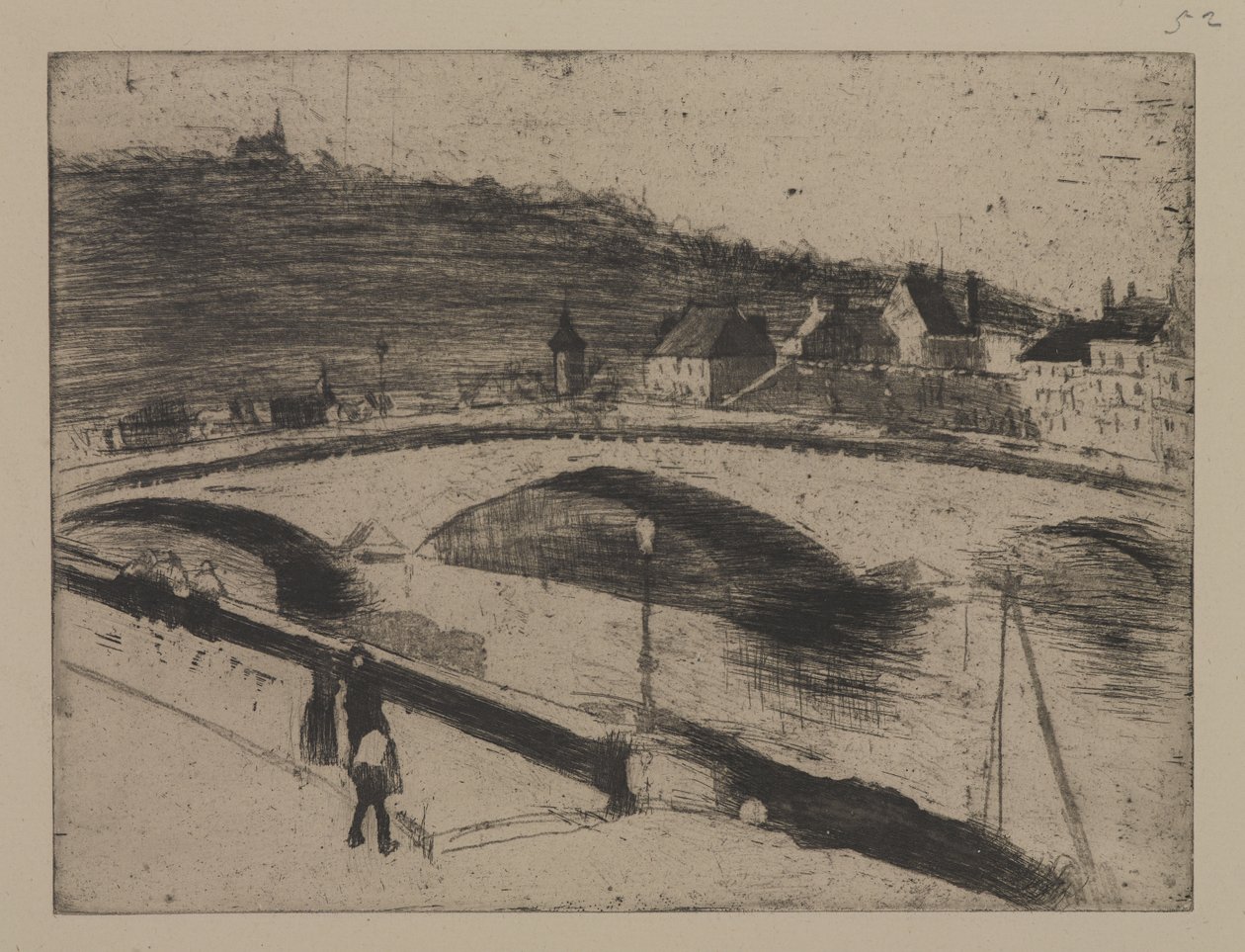 Kamenný most v Rouenu od Camille Jacob Pissarro