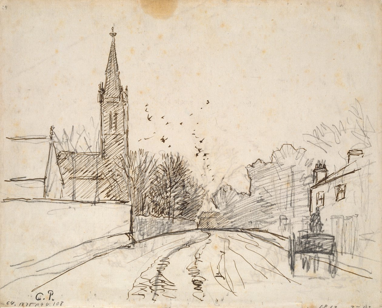 Study of Upper Norwood, Londýn, s All Saints Church, 1871 od Camille Pissarro