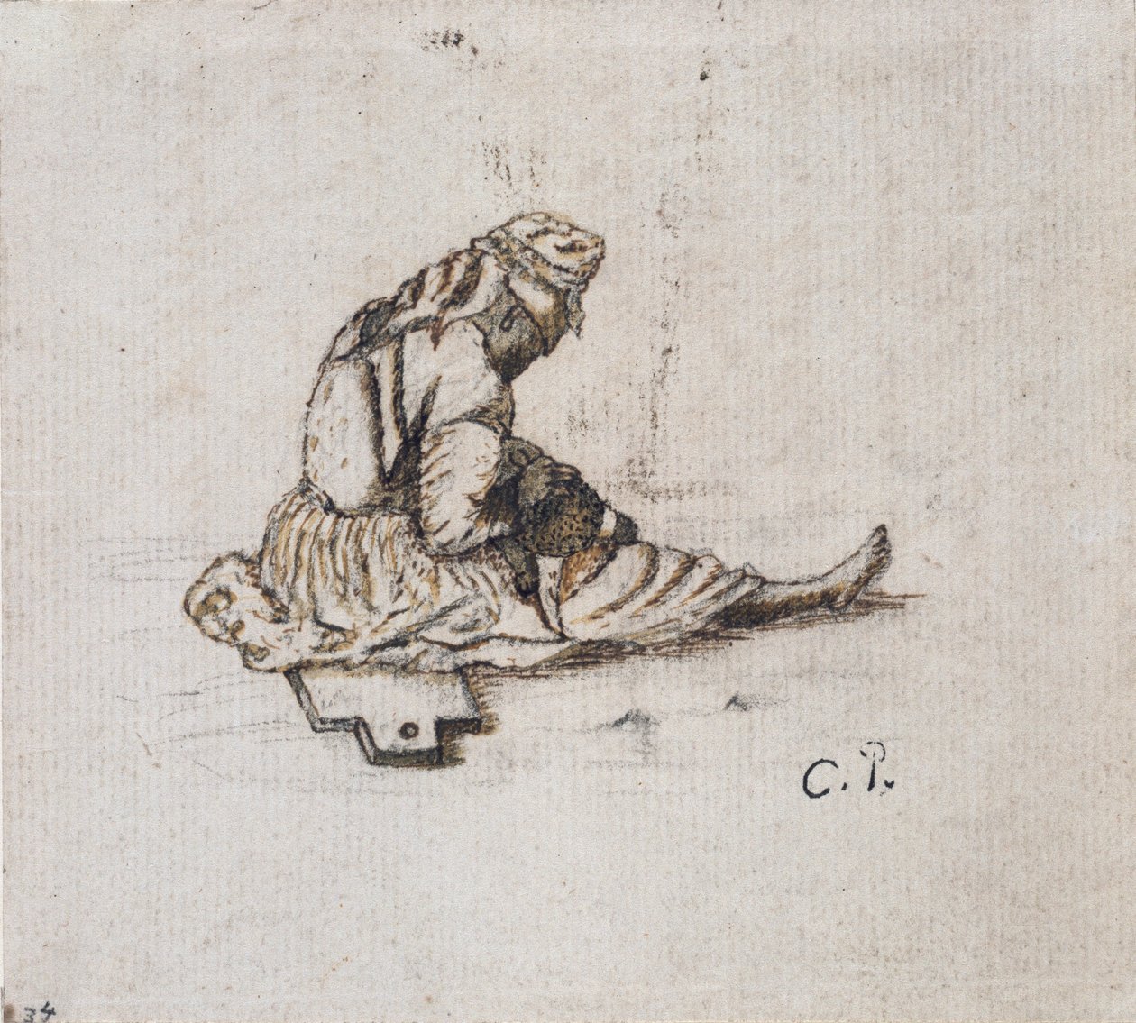 Studie šití sedících ženských postav, 1852. od Camille Pissarro