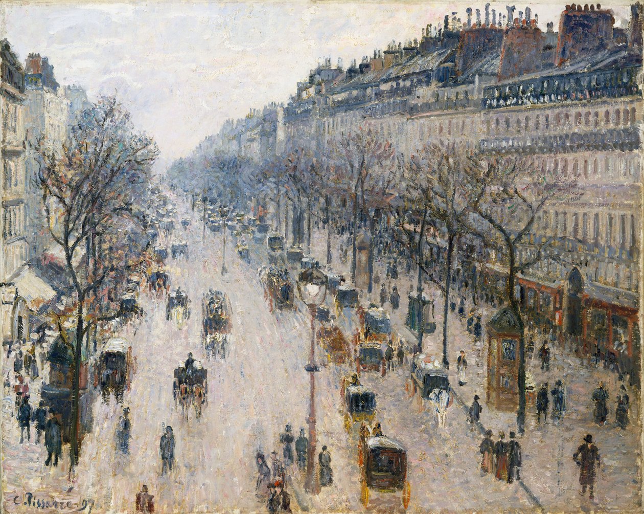 Boulevard Montmartre za zimního rána od Camille Jacob Pissarro