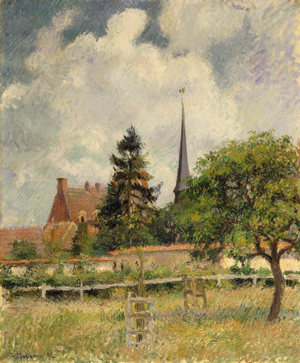 Kostel v Eragny od Camille Jacob Pissarro