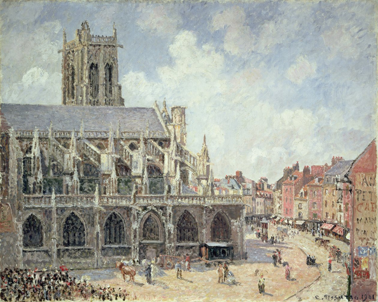 Kostel St Jacques v Dieppe, Ranní slunce od Camille Jacob Pissarro