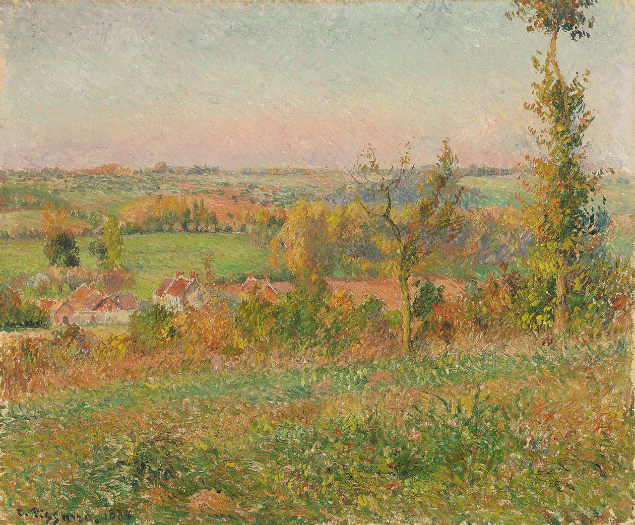 Hills of Thierceville při pohledu z Country Lane, okolí Eragny; Svahy Thierceville při pohledu ze sklepa, kolem Eragny, 1884 od Camille Jacob Pissarro