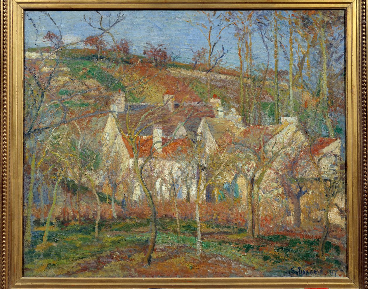 Punaiset katot, kylän kulma, talvi od Camille Pissarro