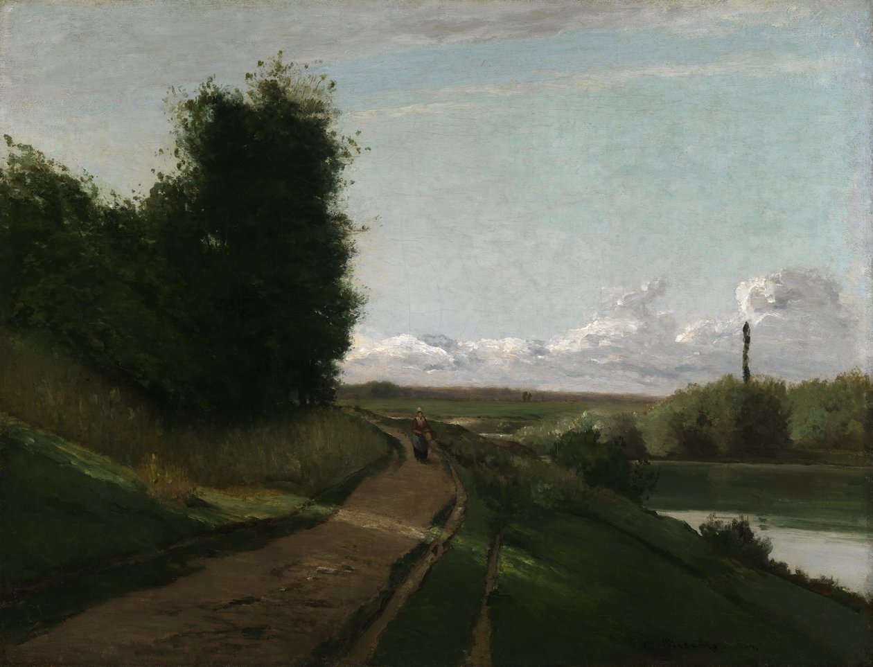 Vlečná stezka v Bougival od Camille Pissarro