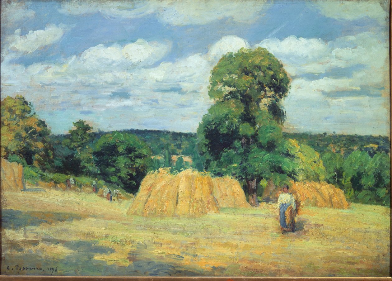 Sklizeň v Montfoucault v Mayenne (olej na plátně od Camille Jacob Pissarro