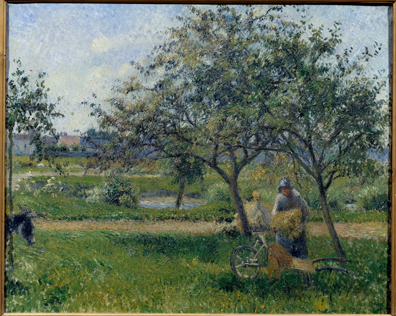 Trakař, sad Malba Camille Pissarro (1830-1903) cca 1881. Sun. 0,54x0,65 m Paříž, Musee d