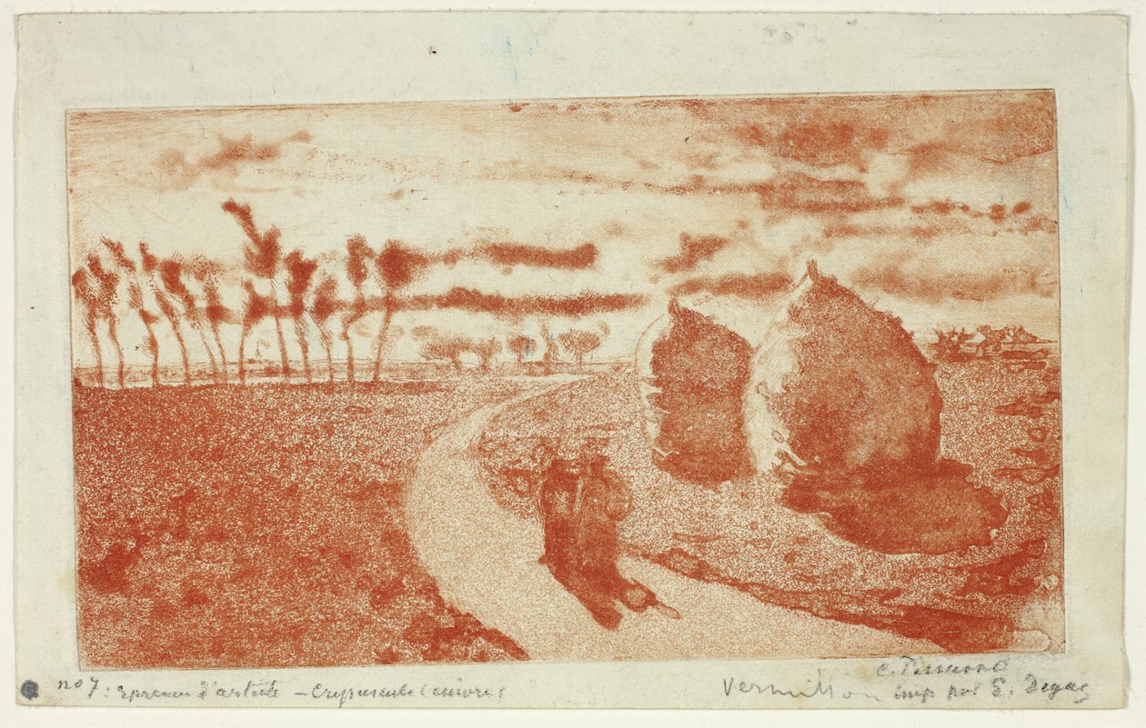 Soumrak s kupkami sena od Camille Pissarro