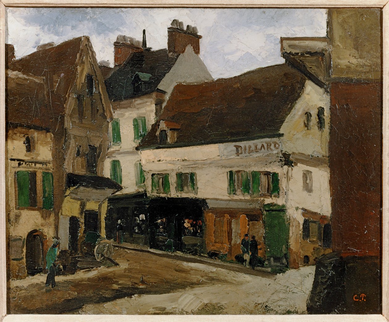 Une place a la Roche-Guyon - náměstí v La Roche-Guyon... (malba na plátně) od Camille Pissarro
