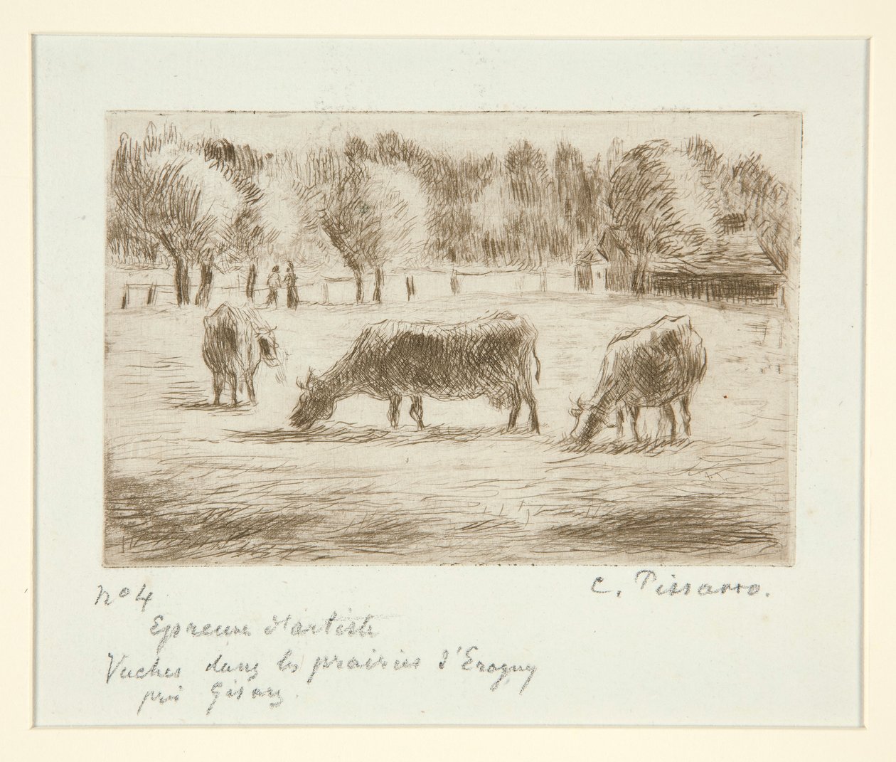 Krávy na pastvinách od Camille Pissarro