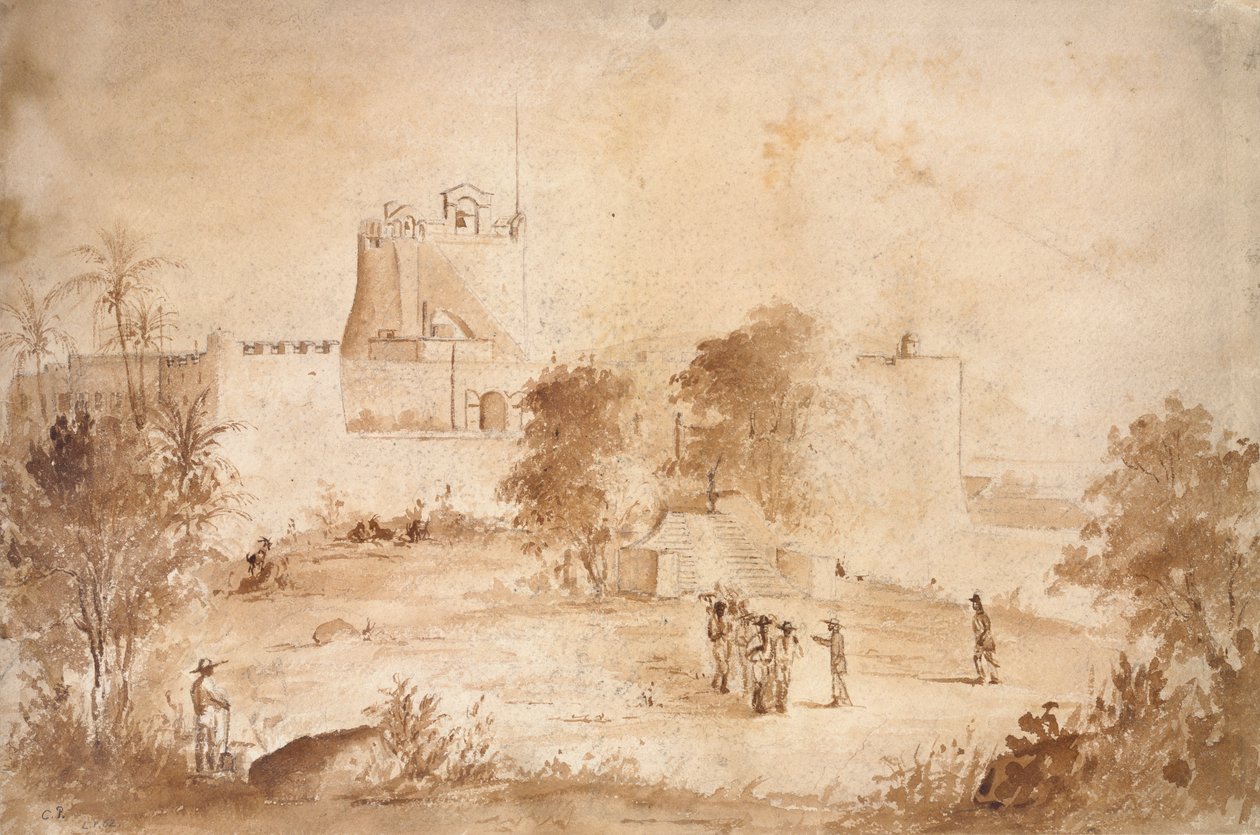 Pohled na vojenskou pevnost, Christiansfort, Charlotte Amalie, St Thomas, Západní Indie, 1852 od Camille Pissarro
