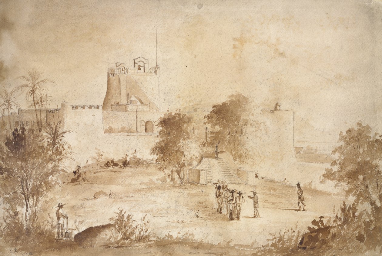 Pohled na vojenskou pevnost, Christiansfort, Charlotte Amalie, St Thomas, Západní Indie od Camille Jacob Pissarro