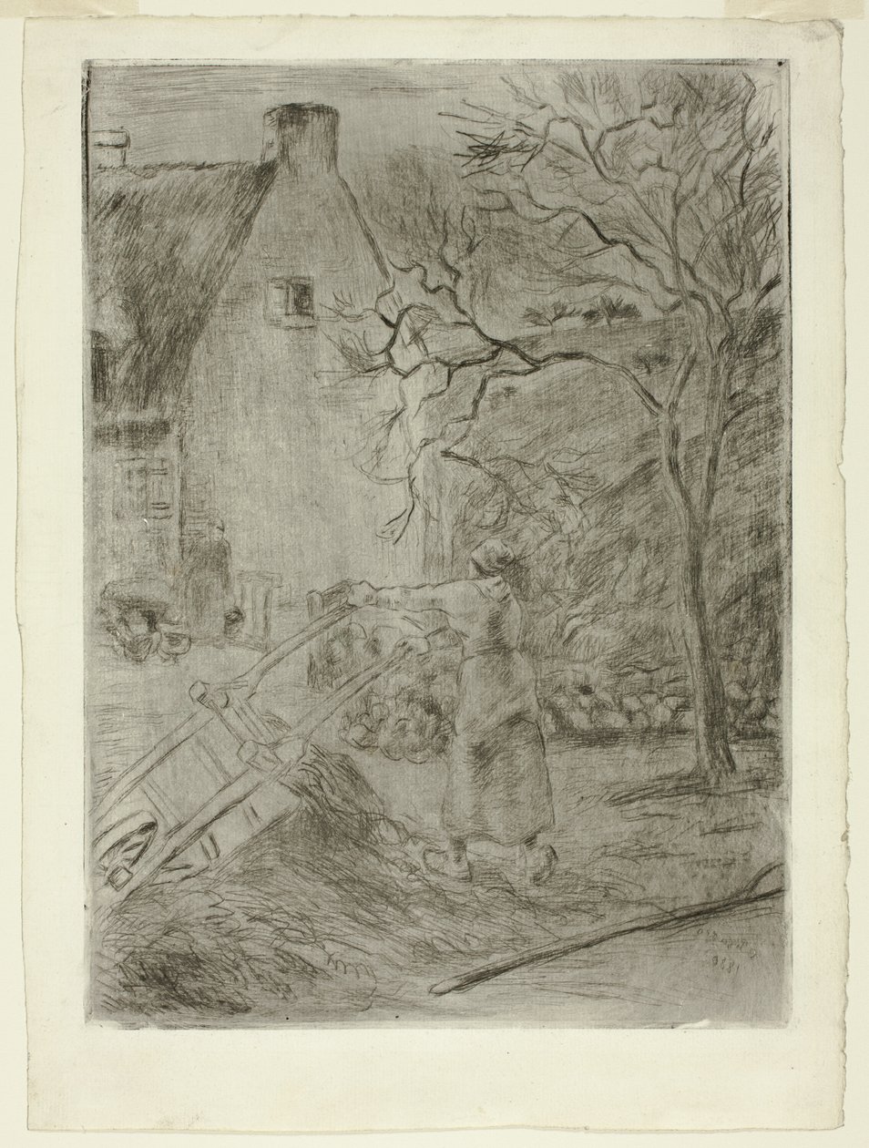 Žena vyprazdňování trakaře od Camille Pissarro