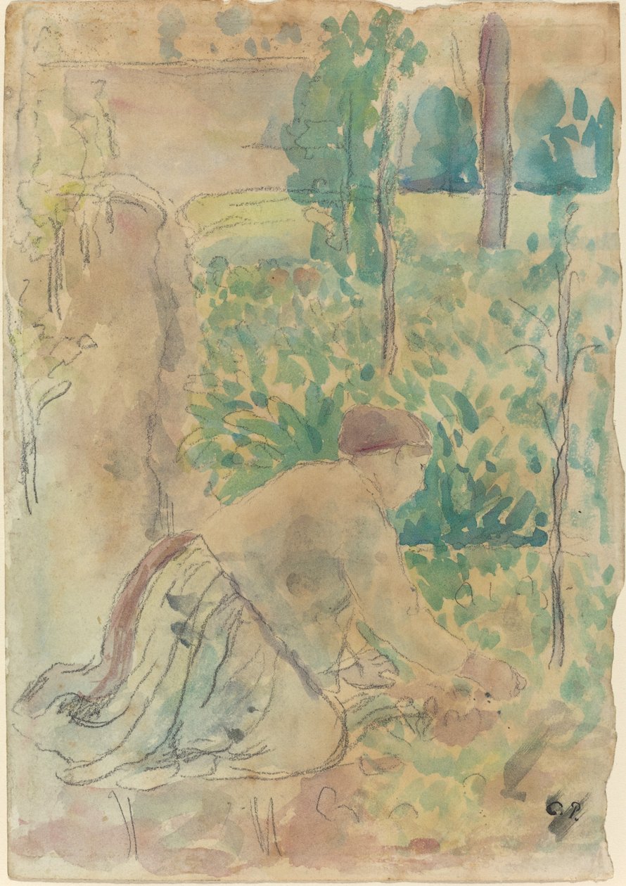 Žena pracující v zahradě,. od Camille Pissarro