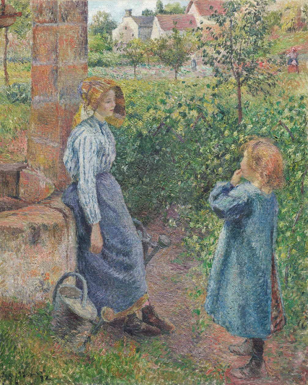 Žena a dítě u studny, 1882. od Camille Pissarro