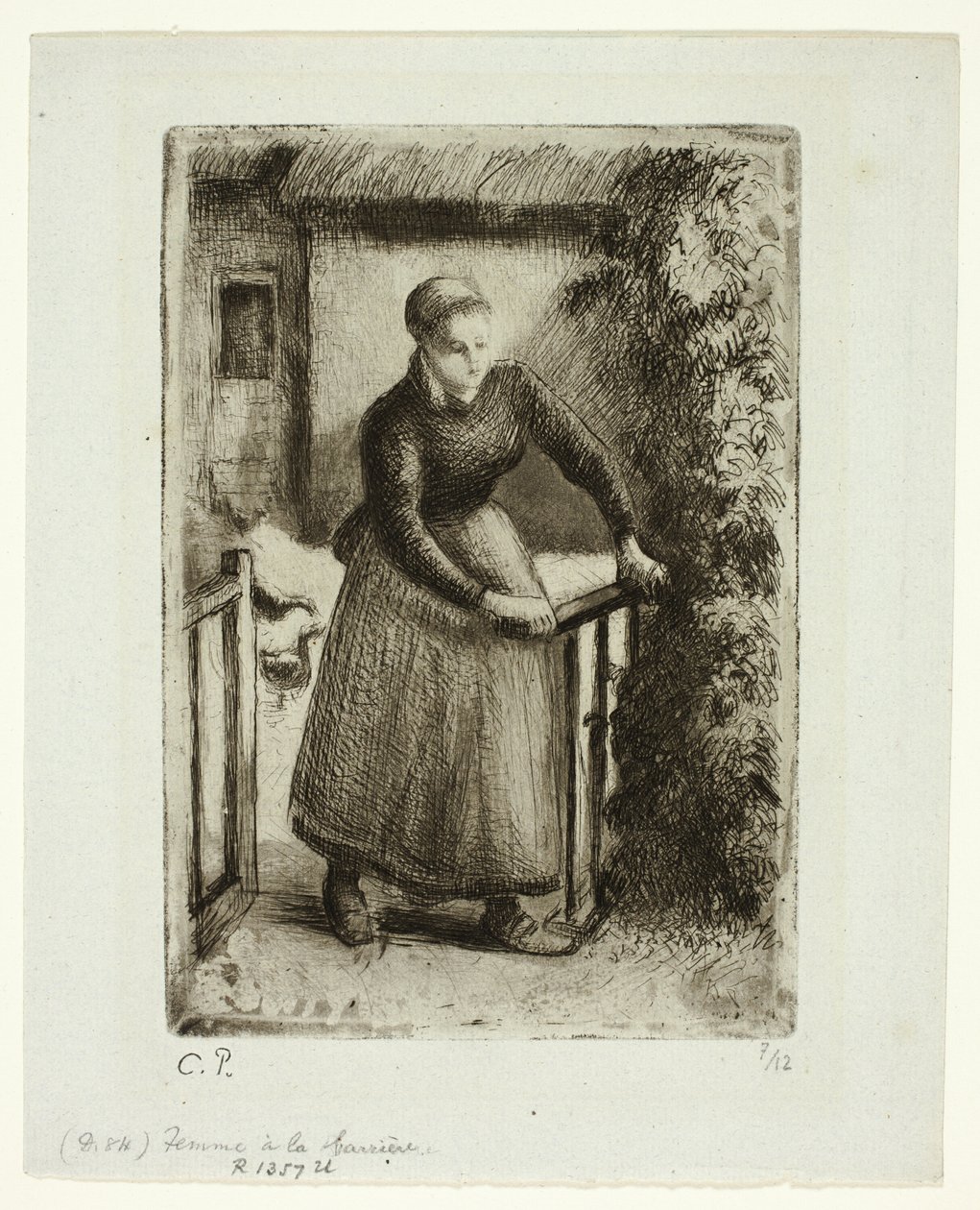 Žena u brány od Camille Pissarro
