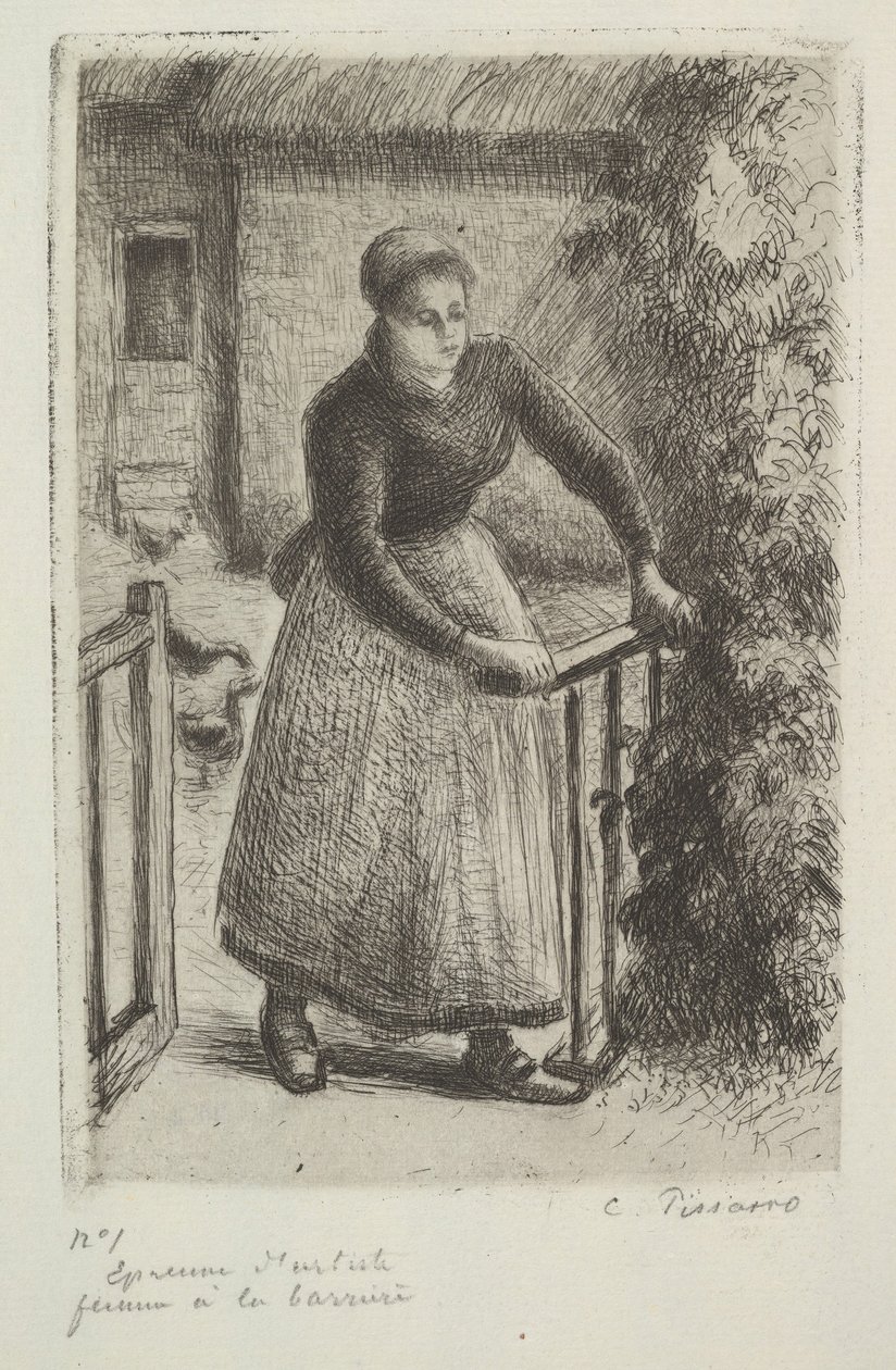 Žena u brány, 1889. od Camille Jacob Pissarro