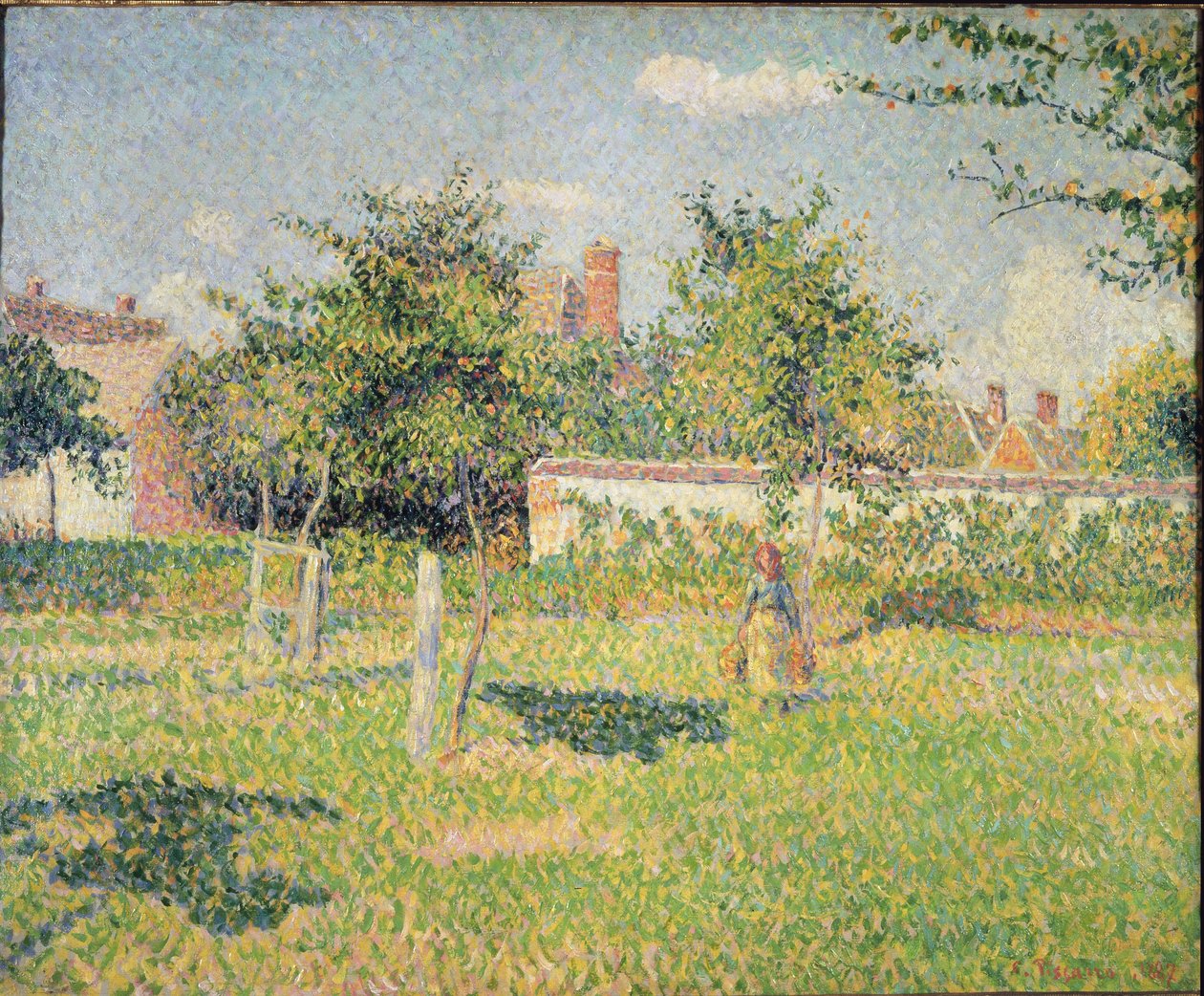 Žena na louce v Eragny (neboli Jarní slunce na louce Eragny - olej na plátně od Camille Jacob Pissarro