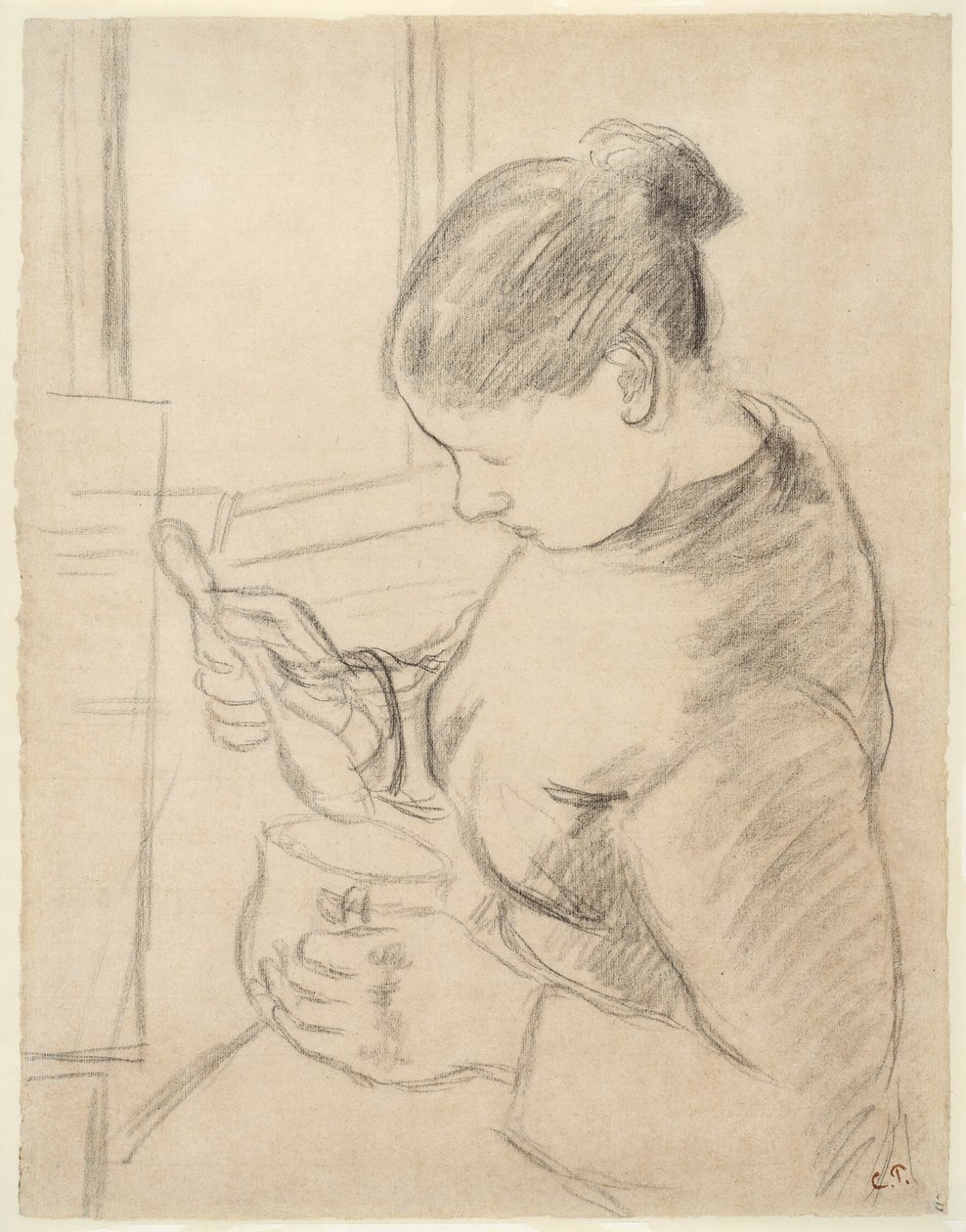 Mladá rolnice u kávy od Camille Pissarro