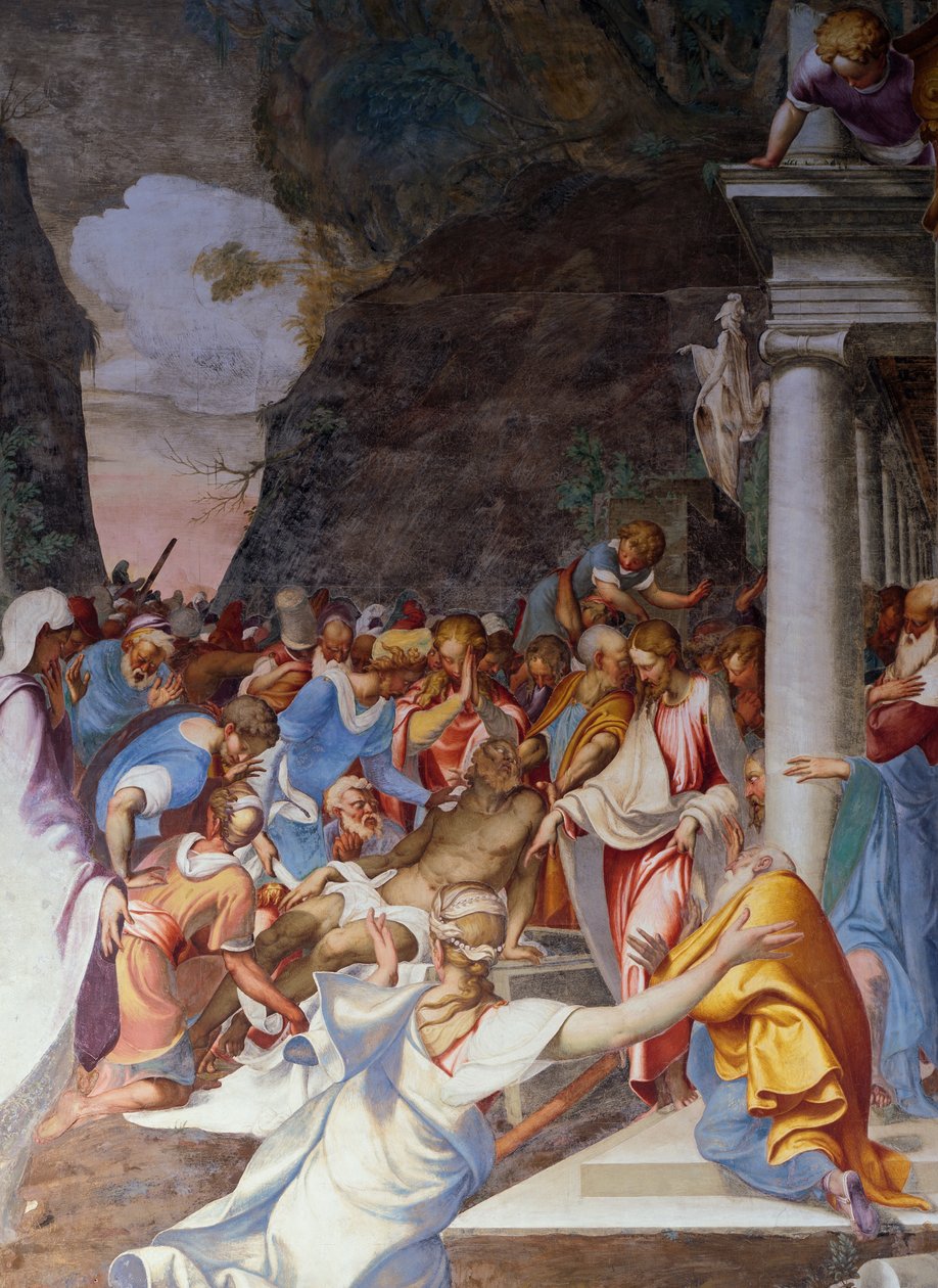 Vzkříšení Lazara, freska Camillo Boccaccino (1501-1546), kostel Saint Sigismondo, Cremona, Lombardie, Itálie od Camillo Boccaccino