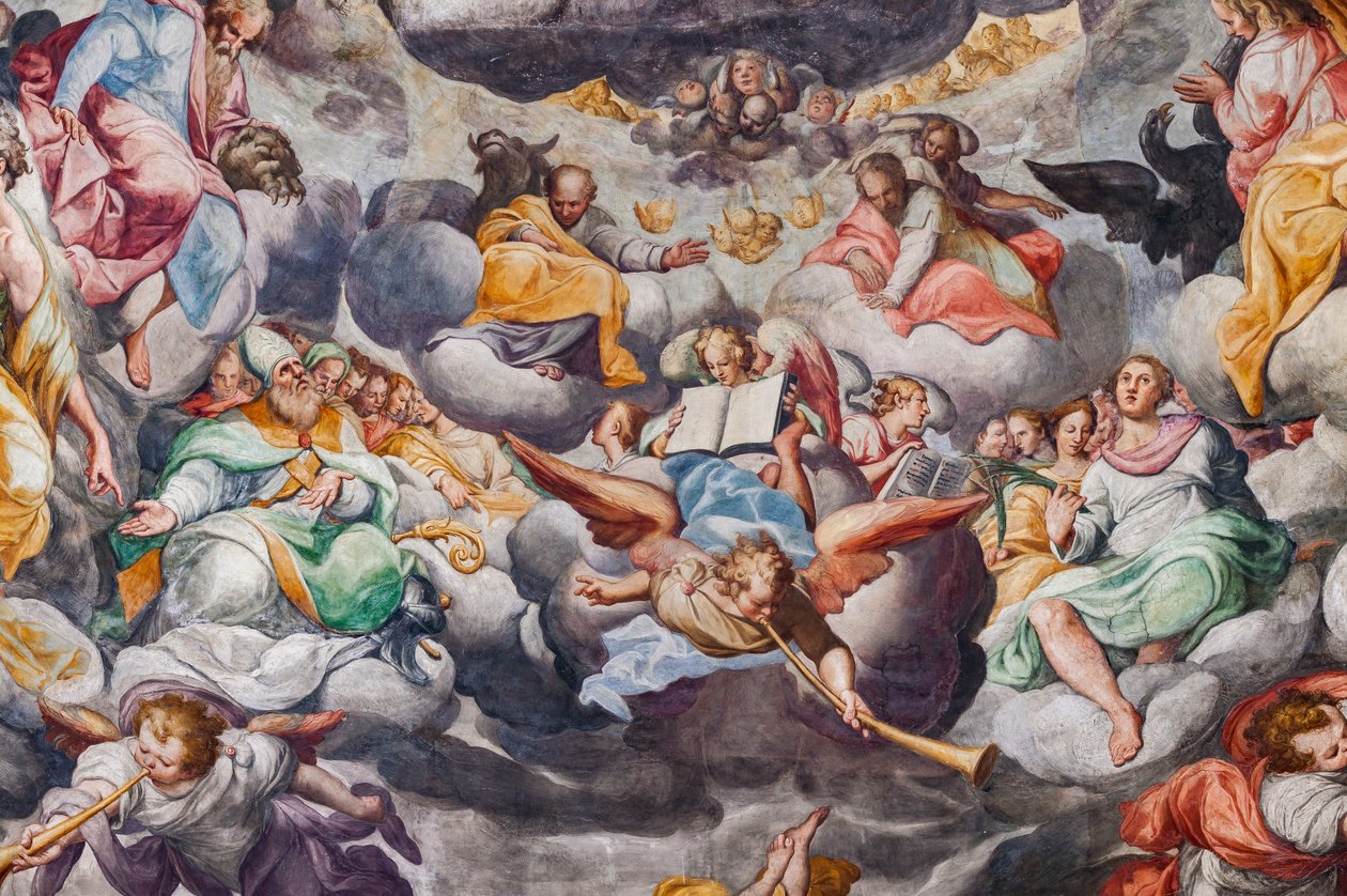 Andělé hrají hudbu, detail posledního soudu (freska) od Camillo Procaccini