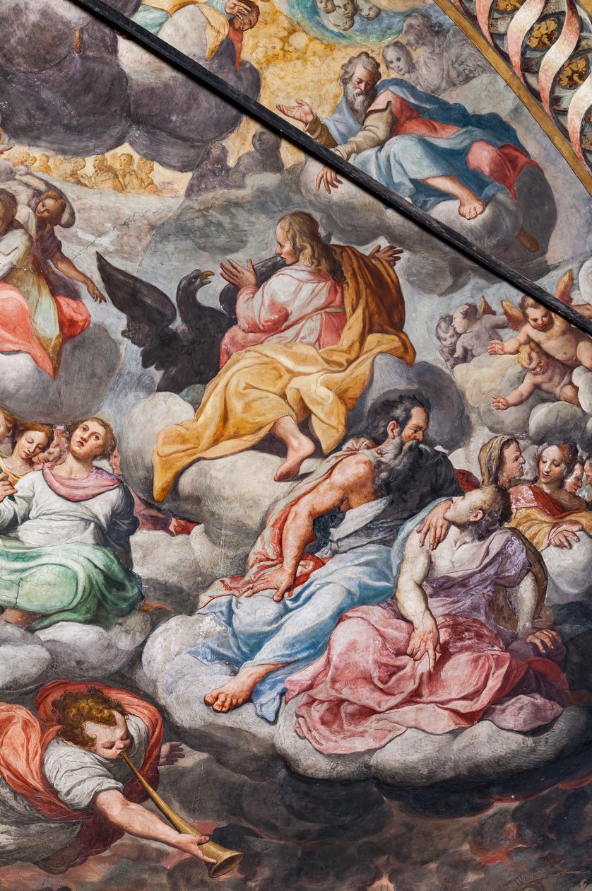 Andělé hrají hudbu, detail posledního soudu (freska) od Camillo Procaccini