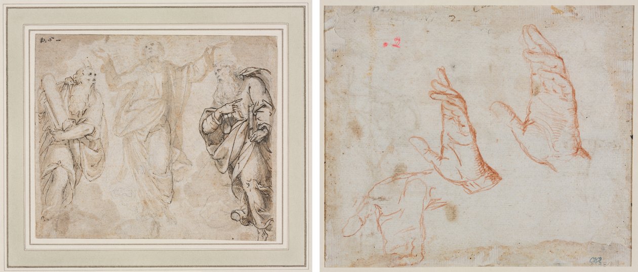 Proměna (recto); Studium rukou (verze) od Camillo Procaccini