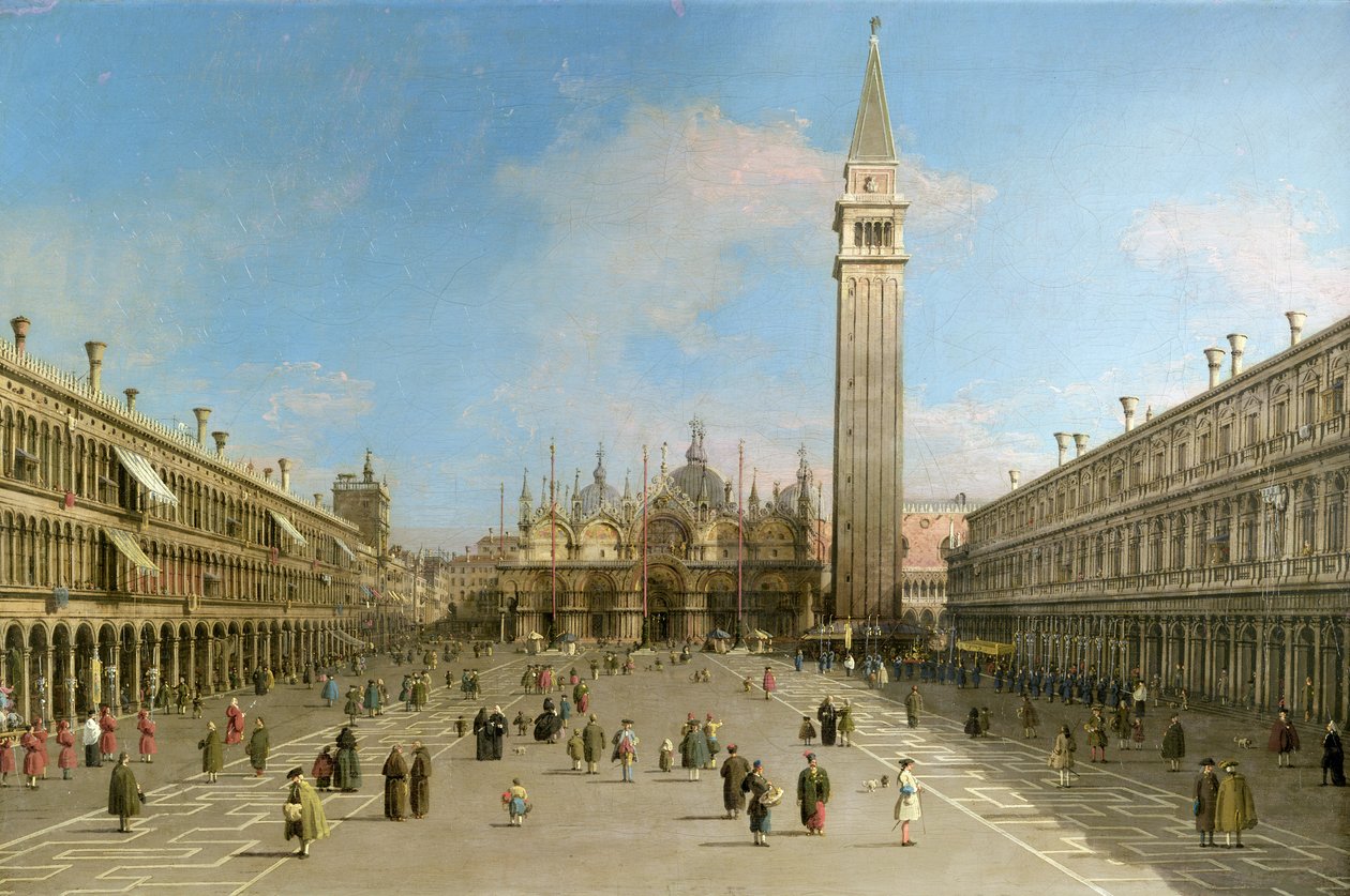 Piazza San Marco při pohledu na baziliku di San Marco od Giovanni Antonio Canal