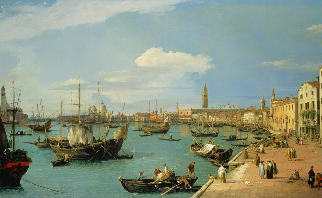 Riva degli Schiavoni při pohledu na západ od Giovanni Antonio Canal