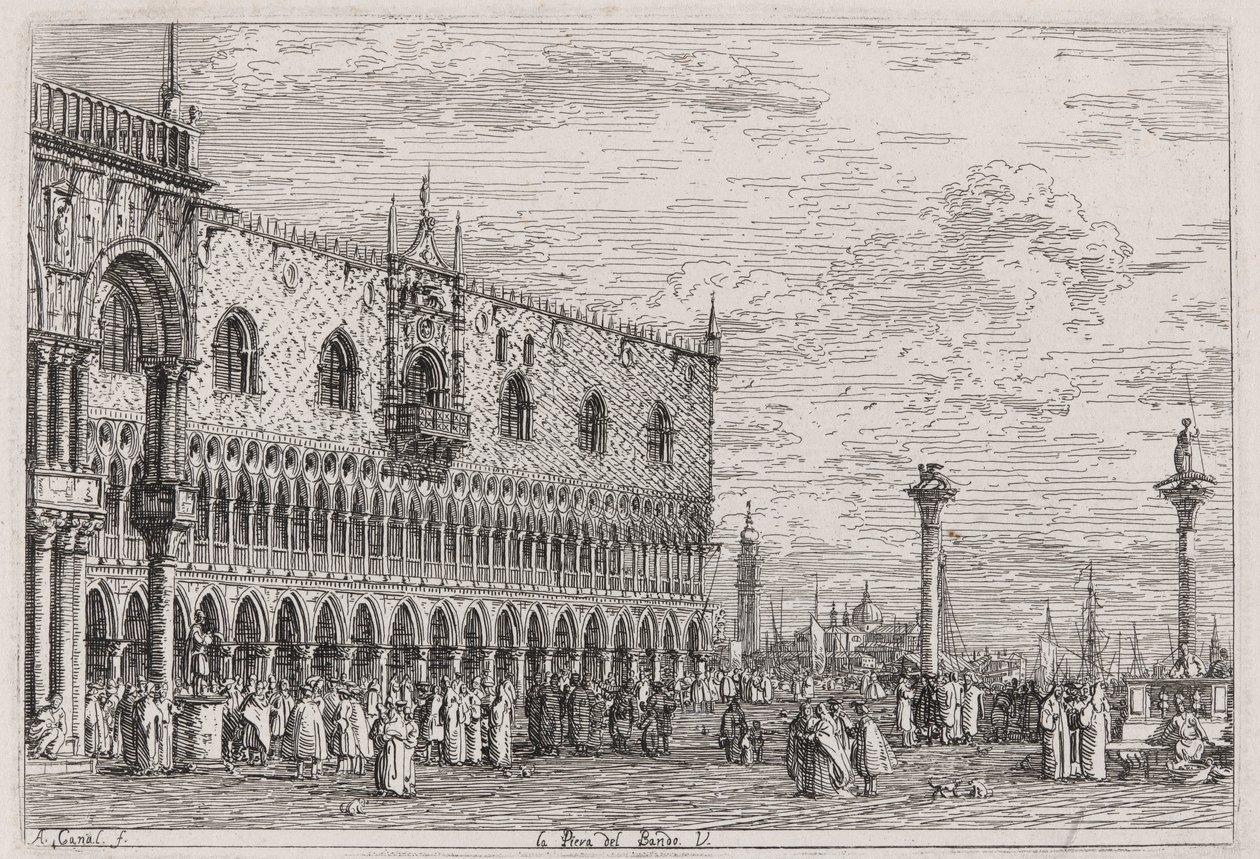 Piera del Bando. V. (Piera del Bando. V [enice]), ze série Vedute (Pohledy) od Canaletto (Giovanni Antonio Canal)