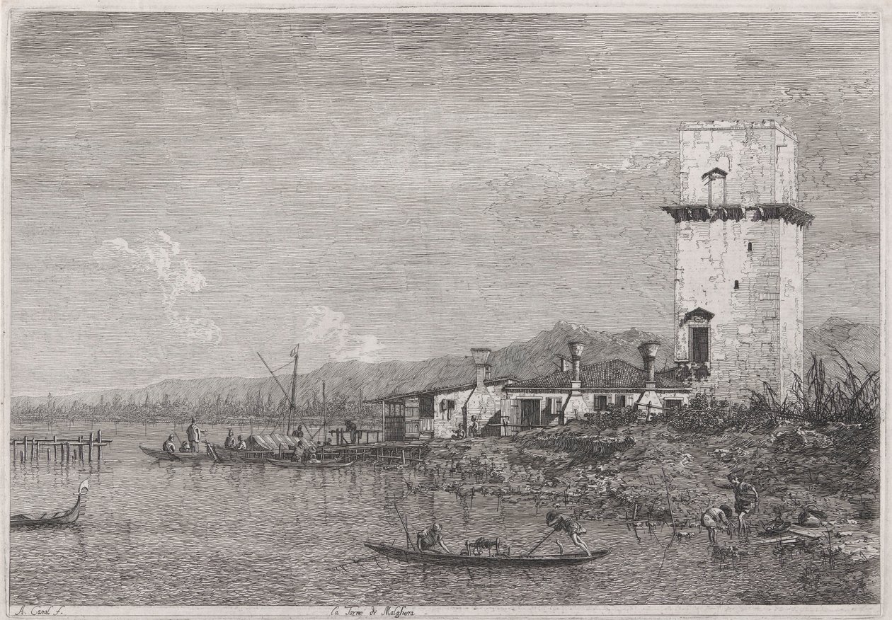 La Torre di Malghera (Věž Malghera), ze série Vedute (Pohledy) od Canaletto (Giovanni Antonio Canal)