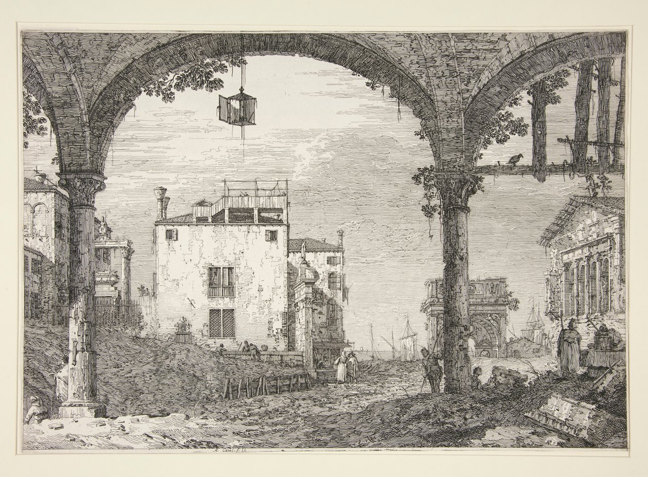 Le Portique a la lanterne (Portico s lucernou), ze série Vedute (Pohledy) od Canaletto (Giovanni Antonio Canal)