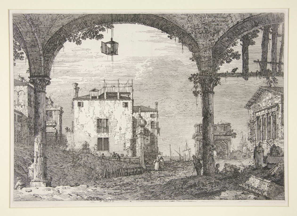 Le Portique a la lanterne (Portico s lucernou), ze série Vedute (Pohledy) od Canaletto (Giovanni Antonio Canal)