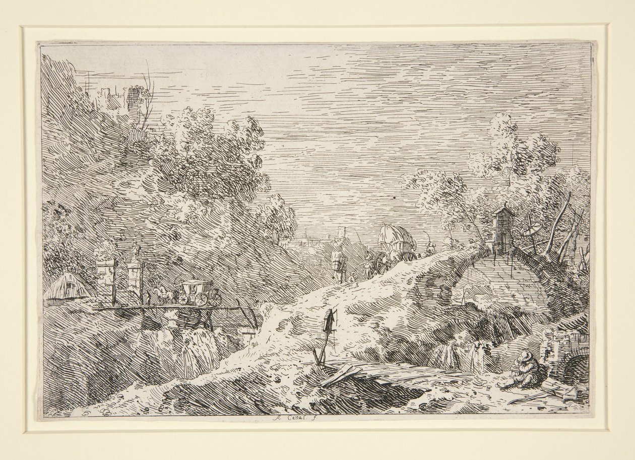 Horská krajina s pěti mosty, z Vedute (výhledy) od Canaletto (Giovanni Antonio Canal)