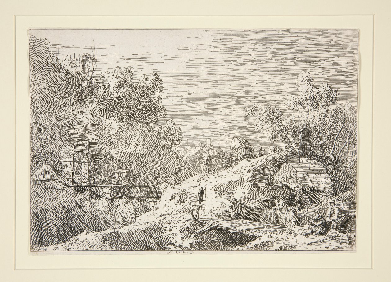 Horská krajina s pěti mosty, ze série Vedute (Views) od Canaletto (Giovanni Antonio Canal)