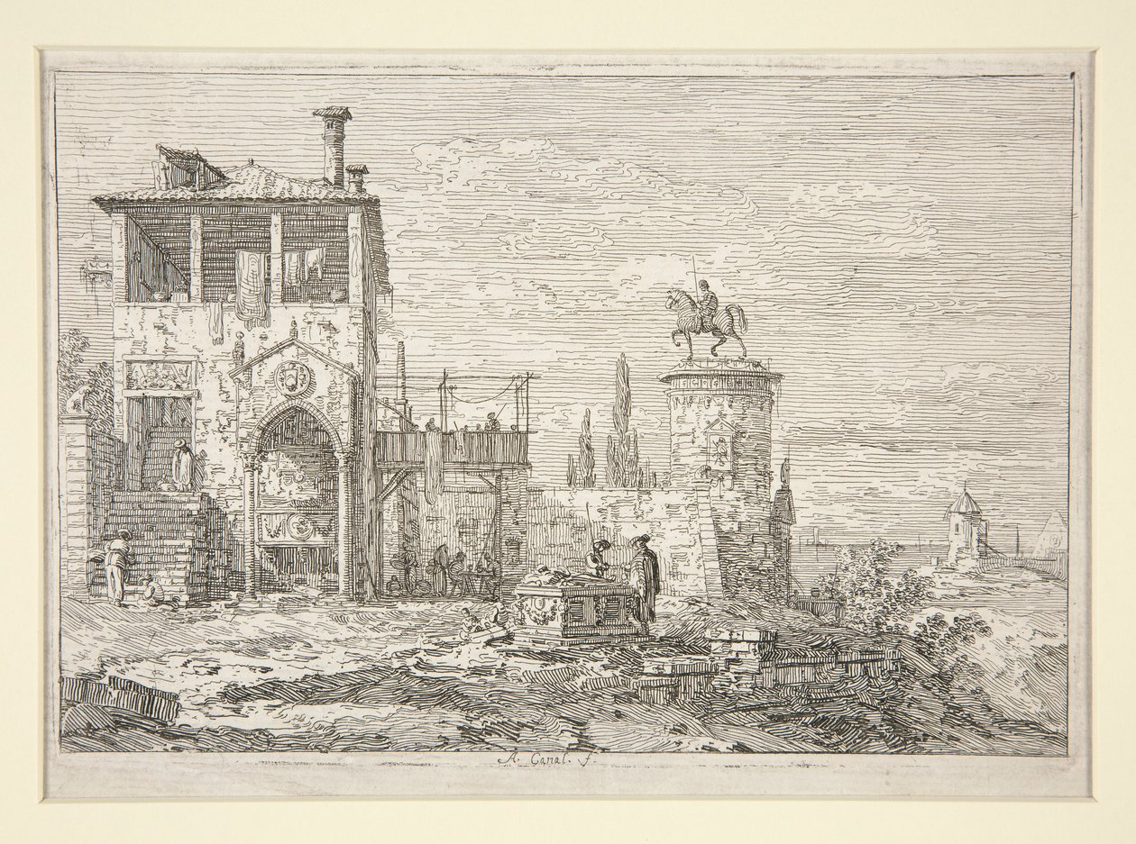 Jezdecký pomník, ze série Vedute (Views) od Canaletto (Giovanni Antonio Canal)
